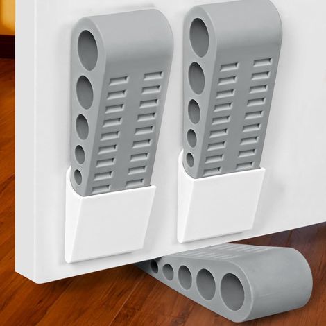 3er-Pack Türstopper, rutschfeste Gummitürstopper mit Halterungen, zur Verwendung an der Unterseite von Türen, geeignet für alle Bodenarten – grau (1/5)
