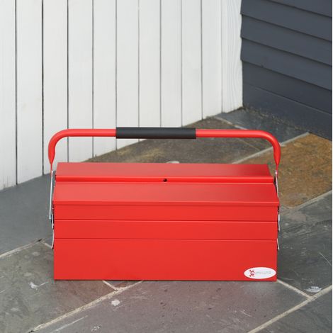 Caja de herramientas de acero SPCC, 3 niveles, 5 compartimentos, roja HAVRYA (1/5)