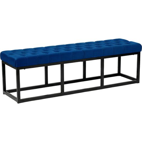 Panca Polson velluto nero blu 150 cm