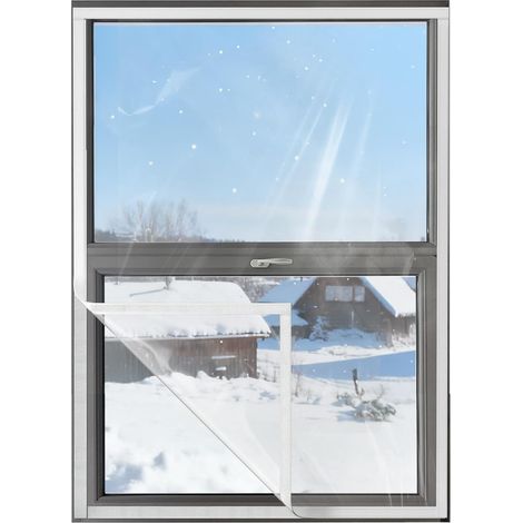 CCYKXAFilm Isolant Fenetre Anti Froid 100×160CM, Réutilisable Film Isolant Thermique Fenetre avec Bordure à Scratch,Transparent Film Fenetre Isolant Étanche (1/5)