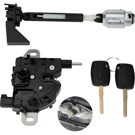 Cilindro di bloccaggio per l'apertura del cofano, struttura in metallo, compatibile con Ford Focus, adatto ai modelli C-MAX, funzionamento fluido, include 2 chiavi (1/5)