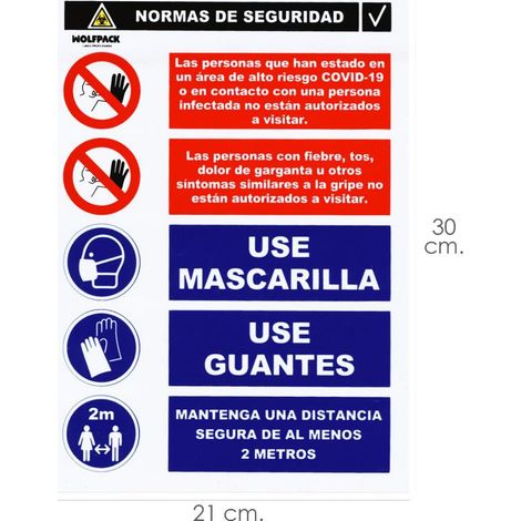 Cartel Combinado Aviso Normas Seguridad 30x21cm.