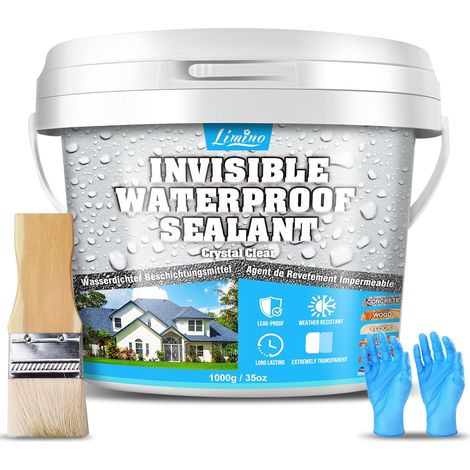 Revêtement imperméable transparent - Mastic d'étanchéité à base d'eau - Imperméabilisant pour l'intérieur et l'extérieur - Joint en plastique liquide pour toits, salle de bain (1/5)