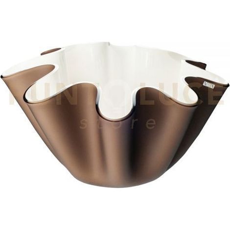 PORTAVASO CONTENITORE SOFT IN CRISTALLO ACRILICO BIANCO E MARRONE