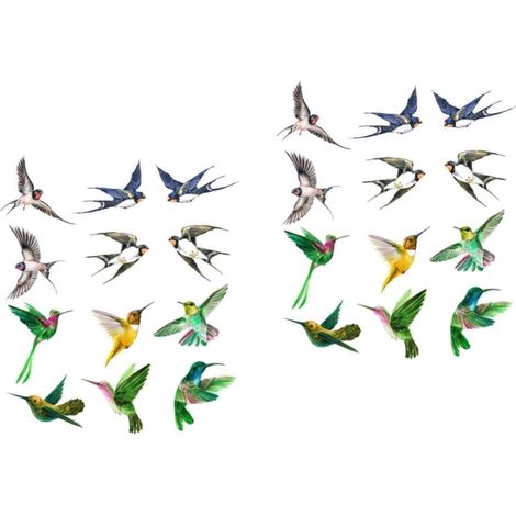 24feuilles Décalcomanies Anticollision Pour Fenêtres Autocollants Avec Motifs Oiseaux Avertissement Pour Oiseaux Décorations Vitre Autocollants Amovibles Design Attrayant (1/5)