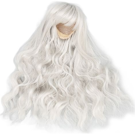 Perruque Bouclée Douce Résistante à la Chaleur pour Poupée 1/6, Coupe et Coiffure Facile, Mèches Gris Argenté pour Costume de Poupée (1/5)