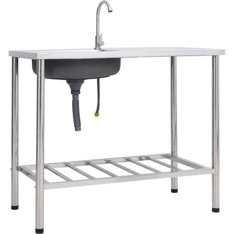 Évier de camping Seul lavabo avec robinet Acier inoxydable (1/5)