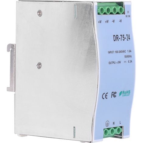 DR-75-24 DIN-Schienen-Schaltnetzteil, geregelt und einstellbar 24V, für LED- und Industrieanwendungen. (1/5)