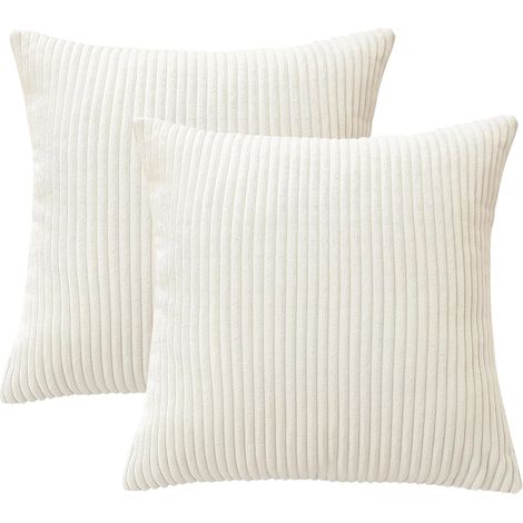 Lot de 2 Housse de Coussin 40x40 Fausse Fourrure Doux Décor Canapé Taie d'oreiller Blanc Décorative Salon Chambre Lit (1/5)
