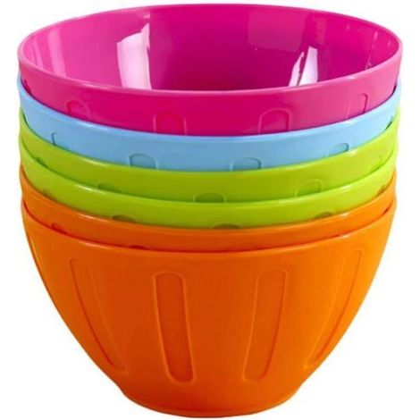 Lot de 6 Saladier, Plastique réutilisable, Léger et portable, Fond antidérapant, Pour pique-nique camping fête