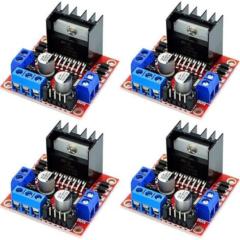 4 pièces L298N Module de carte de contrôleur d'entraînement de moteur double pont en H DC pas à pas pour Arduino (1/5)
