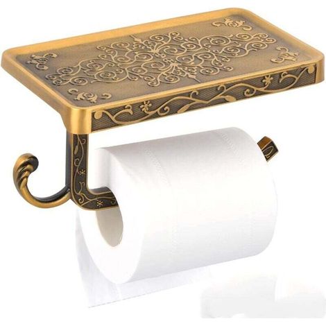 Wall Mounted Toilet Paper Holder Toilet Paper Holder with Phone Shelf Toilet Paper Holder Retro Vintage Toilet Paper Holder Toilet/Bathroom Accessories-Crezuo