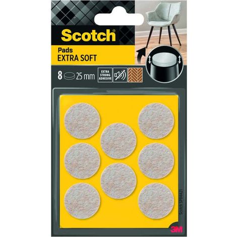 Blister 8 feltri adesivi extra morbidi diametro 25 mm beige sp84a21 scotch 7100309845