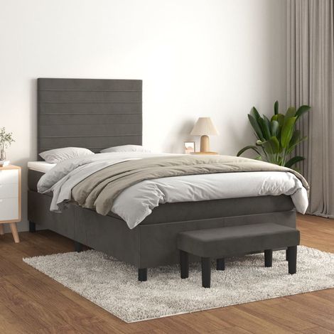 Boxspringbett mit Matratze Dunkelgrau 120x200 cm Samt (1/5)