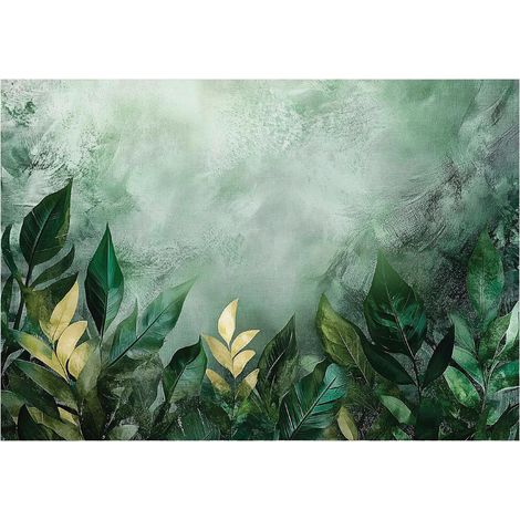 Papier peint avec du lierre vert naturel, intissé, décoration UV pour le salon - 300x210cm - Fliselin - Décoration - Intérieur