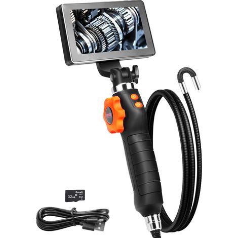 Caméra d'inspection, objectif de 0,25 pouce, écran IPS de 5 pouces, câble de 4,9 pieds, articulation à 180 degrés, résolution 1080P HD (1/5)
