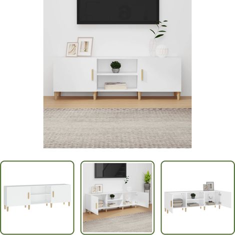 Fernsehschrank Holz - TV-Schrank Weiß 150x30x50 cm Holzwerkstoff (1/5)