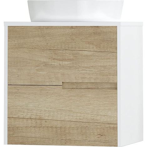 Meuble de Salle de Bain Suspendu au Mur avec lavabo en céramique sur Plan de Travail Plusieurs Finitions et Dimensions Meuble monté sans Miroir 60 cm (1/5)