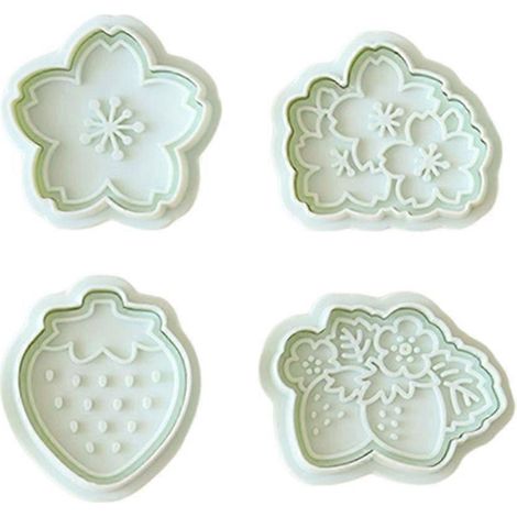 Emporte-pièces fraises en forme de fleur, tampons à biscuits en plastique, outil de pâtisserie à faire soi-même (1/4)