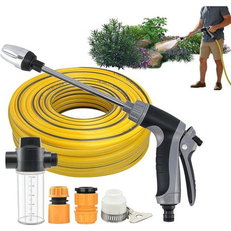 Tuyau rond de 15 m Nettoyeur Haute Pression pour Lavage de Voiture avec Buses antidérapantes Poignée Ergonomique pour extérieur,Jardin,terrasse,Porche,terrasse,véhicule (1/5)