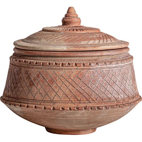 Vase en terre cuite brun clair style classique finition vieillie - Brun clair effet vieilli (1/3)