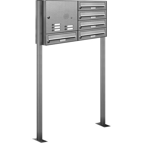 5er V2A Edelstahl Briefkasten Standanlage Freistehend mit Klingel (1/5)