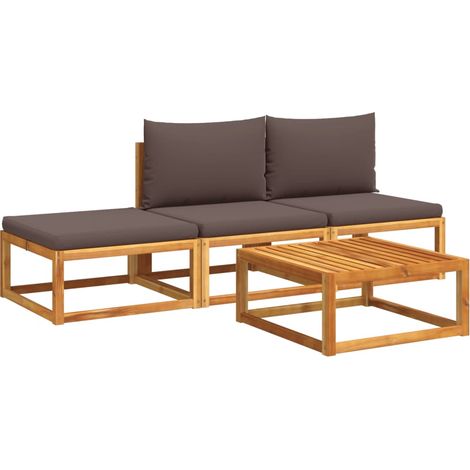 Maison Exclusive - Set di divani da giardino 4 pezzi con cuscini in legno di acacia e corda