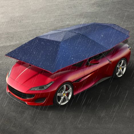 Ombrellone auto automatico completo per tetto con telecomando, tenda auto universale con supporto, carport protettivo portatile 4,2 m, parasole auto pieghevole, tendone mobile per berlina, SUV