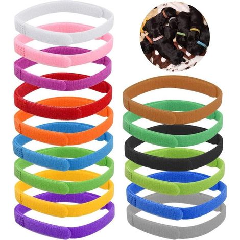 Colliers d'identification 15 PCS pour petits chiens et chatons de différentes couleurs, couleur de collier réglable pour petits chiens (L-35cm)- (1/5)