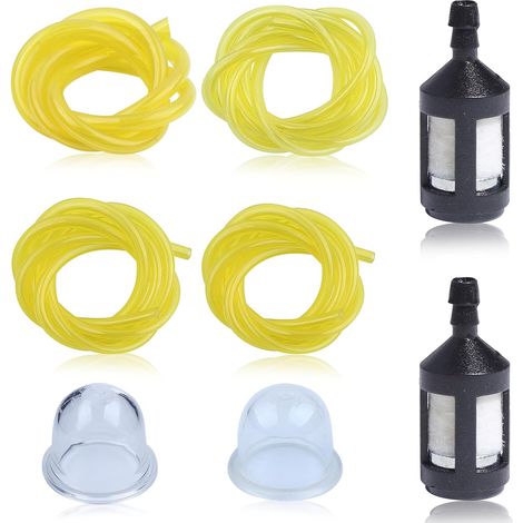 4 pièces Tuyau d'essence universel, tube de carburant à essence, 2 x 3,5 mm, 2,5 x 5 mm, 3 x 5 mm, 3 x 6 mm pour tronçonneuses, tondeuse à gazon, coupe-bordures, souffleurs, commun, avec filtre à esse (1/5)