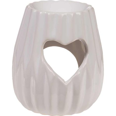 Brûle-Parfum Coeurs en céramique blanche