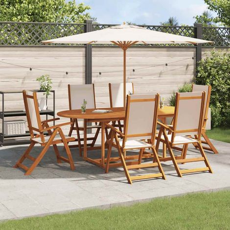 Ensemble à Manger de jardin 7 pcs-Salon de jardin bois d'acacia solide textilène 164091 (1/5)
