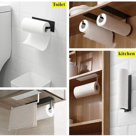 Porte-rouleau de cuisine - Auto-adhésif - 2 couleurs - Plastique - Supports pour essuie-tout (1/4)
