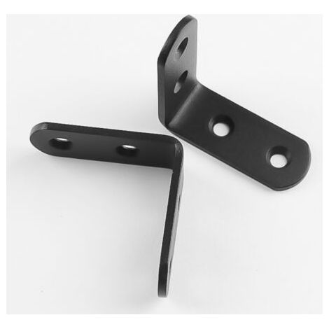 Lot de 20 équerres de montage à angle droit noires, équerres d'angle en L, équerres métalliques en acier inoxydable à 90 degrés, 40 x 40 mm (1/4)