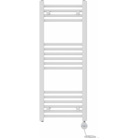 NRG Prefilled Thermostatic Electric Straight Heated Towel Rail Radiator 1000 X 400mm White