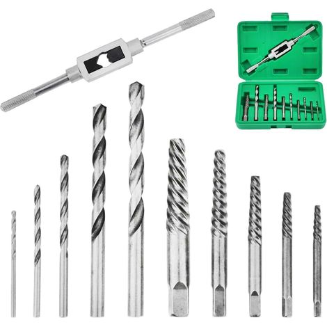 Juego de extractores de tornillos, extractor de tornillos dañados, pernos rotos y tuberías de agua, extractores de tornillos y pernos de alta dureza, fácil extracción (11 piezas de extractores de torn