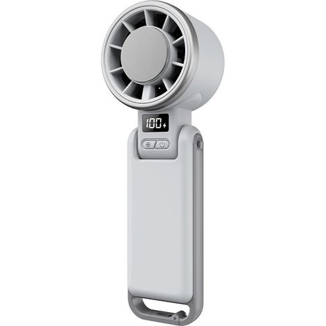 Mini 3-in-1 tragbarer Ventilator mit Kühlung, Turbo, wiederaufladbar, 5 Geschwindigkeiten, Tisch- und Halsventilator, leise, Weiß