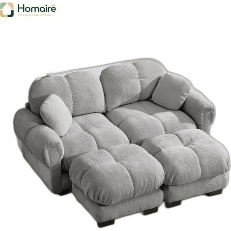 Canapé modulable en chenille gris avec accoudoirs 190 x 149 x 90 cm HOMAIRE (1/5)