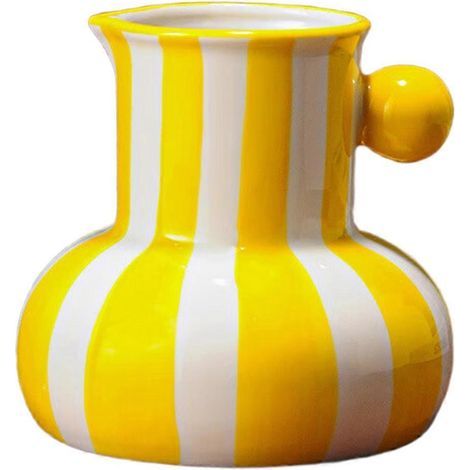 Vase en céramique colorée, pot de fleurs, décoration de table, ornement, composition florale, vase à fleurs, décoration esthétique de chambre, jaune (1/5)