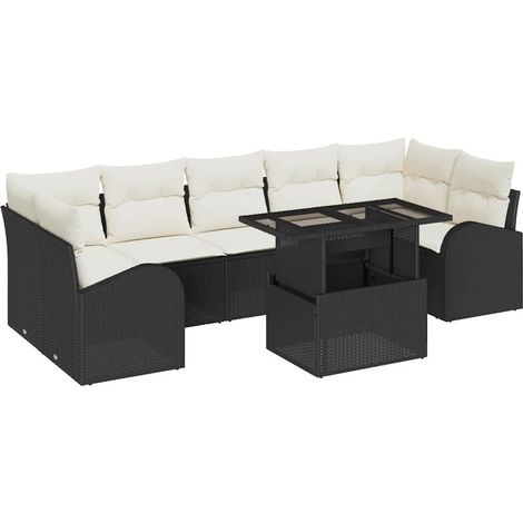 Maison Exclusive - Conjunto de sofá de jardín 8 pcs Negro Rattan