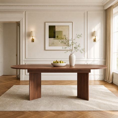 Ausziehbarer Esstisch 140/180 x 90 cm, 6–8 Personen, MDF Nussbaum HAVRYA (1/5)