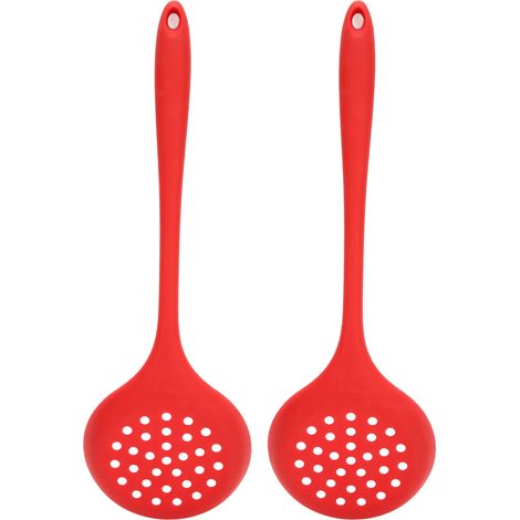 Cucchiaio in silicone forato con impugnatura comoda, cucchiaio per pasta in silicone con foro per appenderlo, ideale per l'uso in cucina professionale. (1/5)