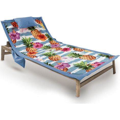 Telo Mare Da Lettino Con Cuscino Modello Comodo Summer Disegno Ananas