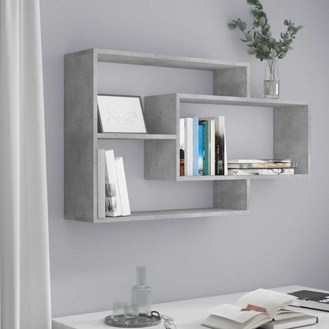 Étagères murales Étagère de Rangement - Meuble de rangement Gris béton 104x20x58,5 cm Aggloméré BV772268 - BonneVie (1/5)