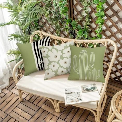 Lot de 4 Housses de Coussin Extérieur 45x45 cm en Lin Imperméable avec Fermeture Éclair Invisible, pour Chambre, Canapé, Chaise, Lit et Jardin (1/4)