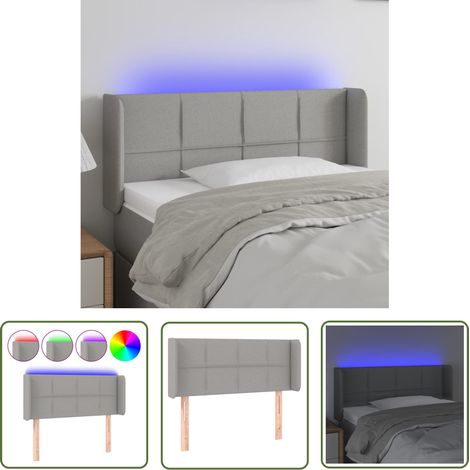 The Living Store Tête de lit à LED Gris clair 103x16x78/88 cm Tissu - Tête De Lit Led - Têtière De Lit - Éclairage Led - Chambre À Coucher - Décoration Murale (1/5)