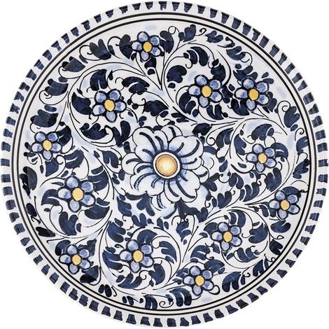 Piatto da portata tondo 36cm in ceramica blu Nizza (1/4)