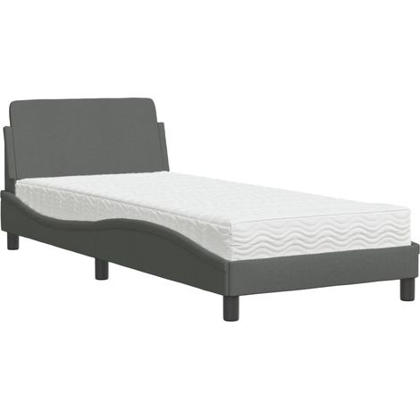 Maison Exclusive - Letto con Materasso Dover Grigio Scuro 80x200 cm in Tessuto