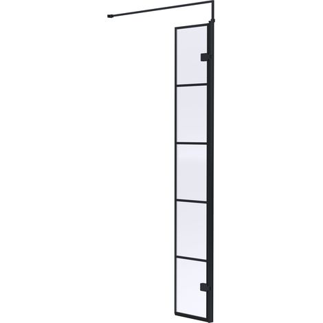 Hudson Reed Framed Wet Room Return Panel with Support Bar 300mm Wide - 8mm Glass (1/3)