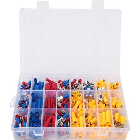 200/300/360pcs Assorted Spade Crimp Terminals Set Insulated Electrical Wiring Connector Kit (300,DUBUNS (1/4)